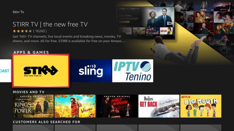 تثبيت تطبيق STIRR على Firestick وAndroid TV